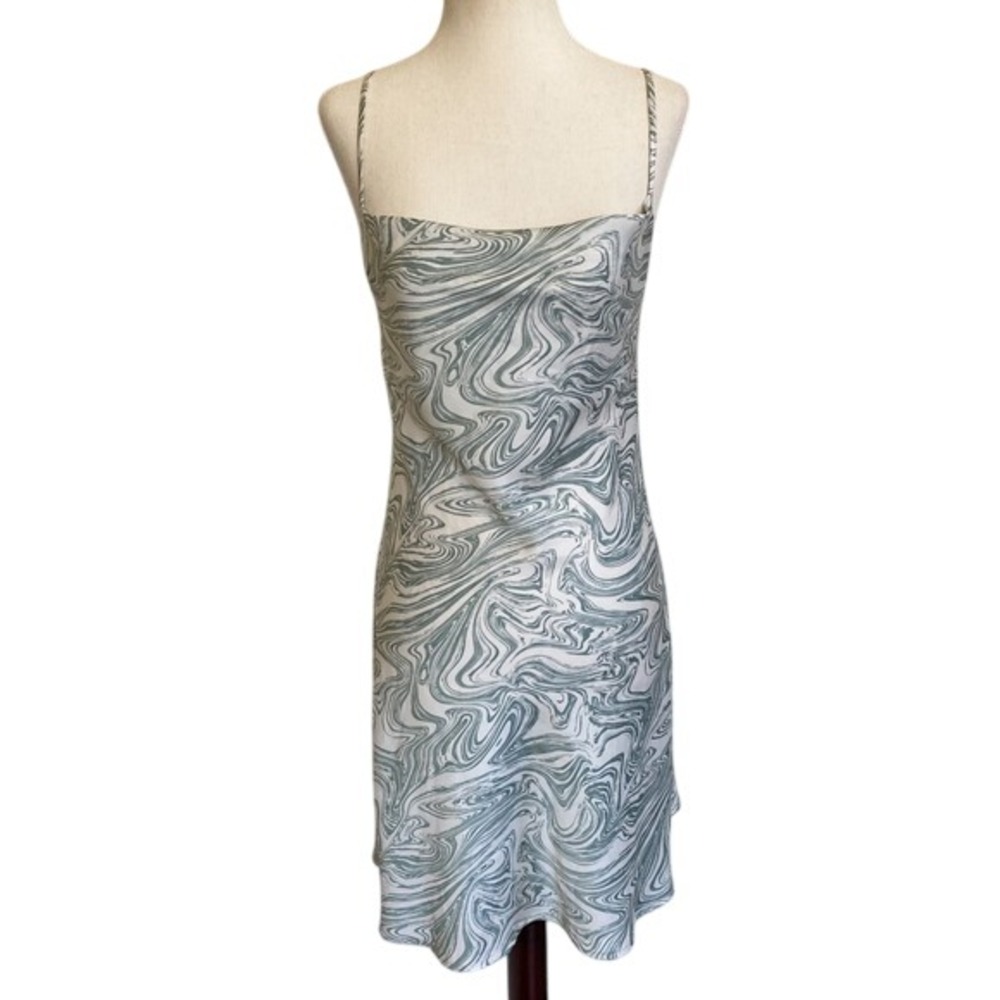 Audrey 3+1 Forest Green & White Marble Mini Slip Dress - S